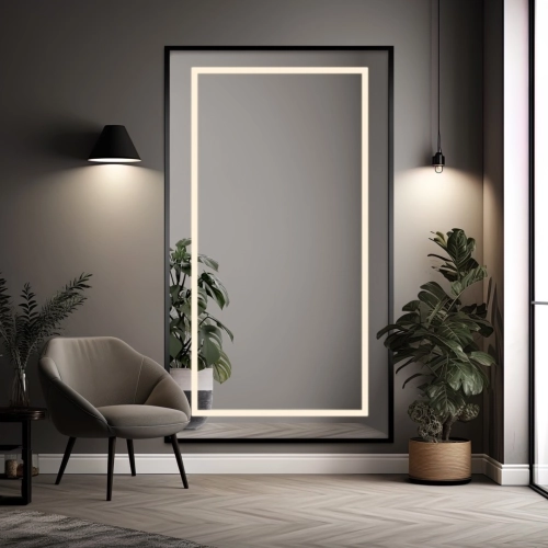 Lustro w czarnej ramie z podświetleniem - 1503 LED I - kolor ramy do wyboru